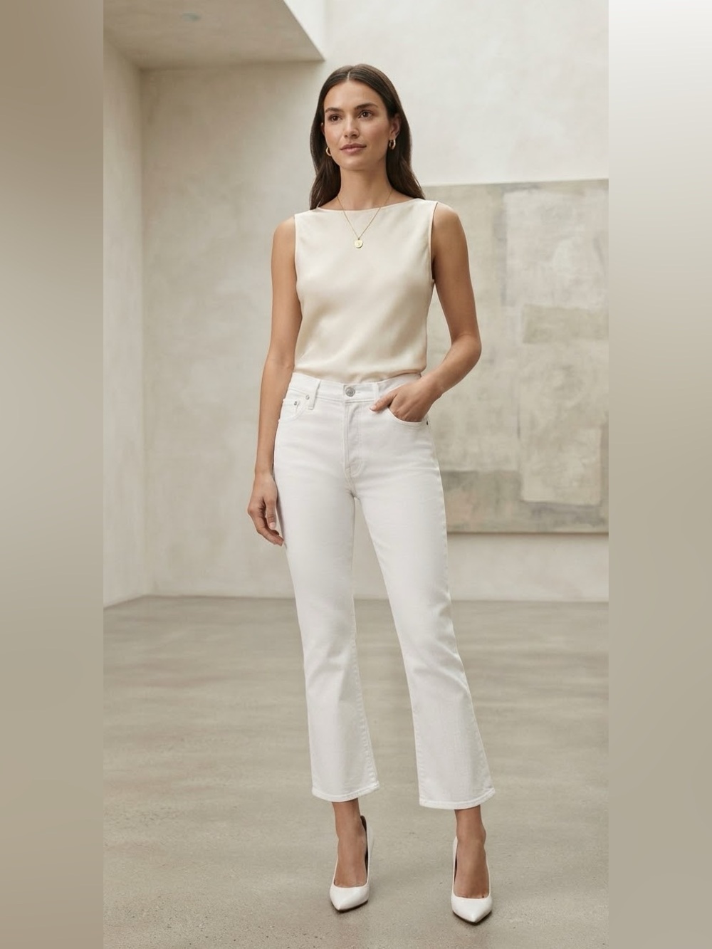 Agolde 90's Pinch White Size 30 Kick Flare Ankle